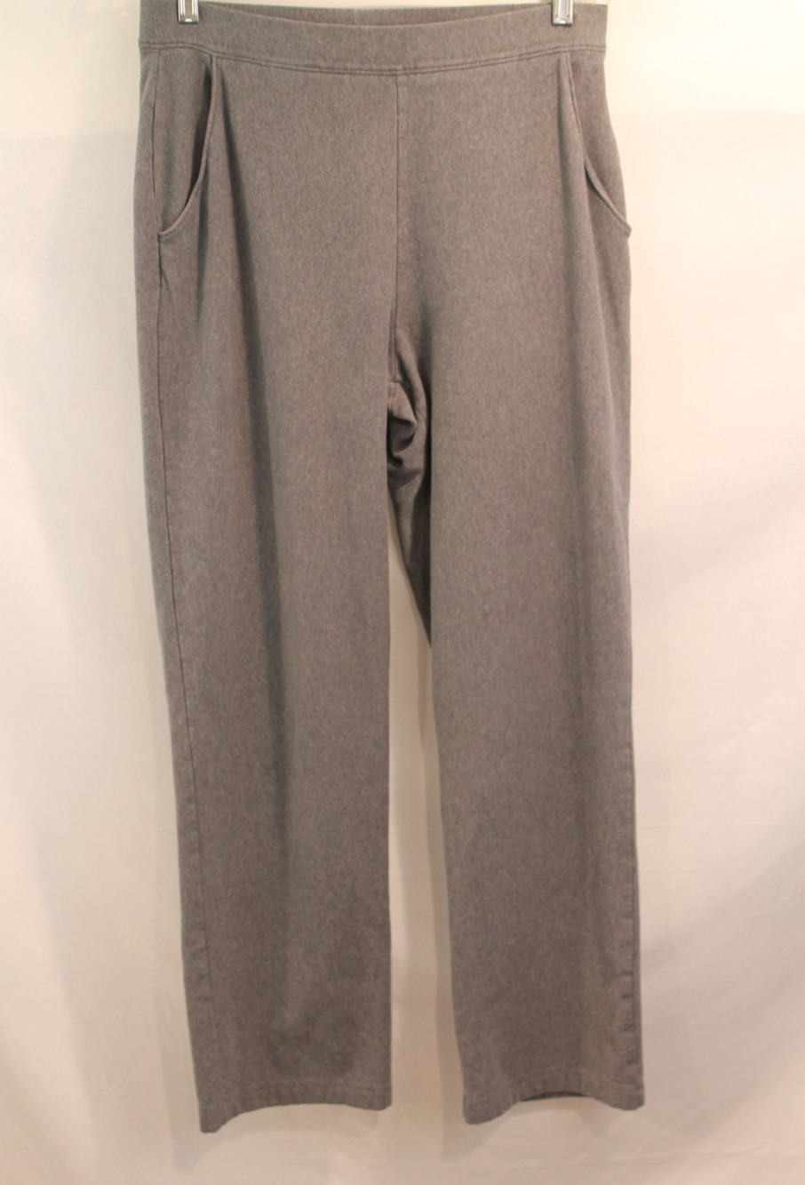 LL Bean Perfect Fit Chino Pants Womens size M Gray Stretch Pockets Pull-on